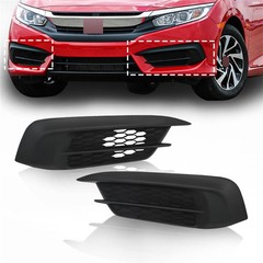 Front Fog Light Cover Set LH RH Replacement for Civic 2016-2018