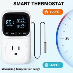 Heavy-Duty 15A Fahrenheit Thermostat Socket with Timer for Greenhouse & Aquarium