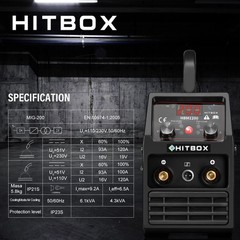 HITBOX 4 IN 1 Flux MIG Stick Lift TIG Welder Spool Gun Welding Machine 110V/220V