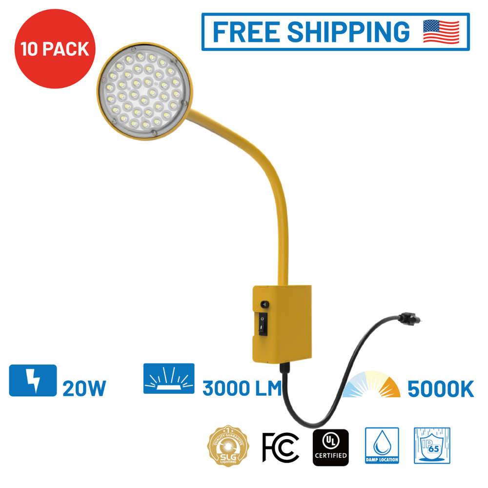 10 PACK Industrial 3900Lm 20W Gooseneck IP 65 Dock/Working Light Heavy Duty