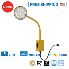 10 PACK Industrial 3900Lm 20W Gooseneck IP 65 Dock/Working Light Heavy Duty