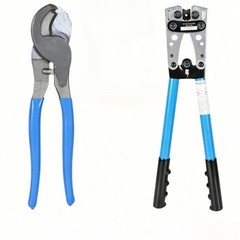 2 Piece Battery Cable Lug Crimping Tool Wire Crimper Tool with Cable Cutter US