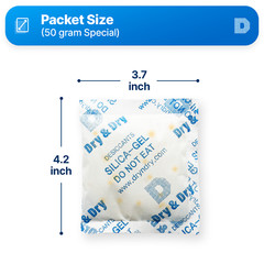 50 gram X 12 PK “Dry & Dry” Food Grade Orange Indicating Silica Gel Packets