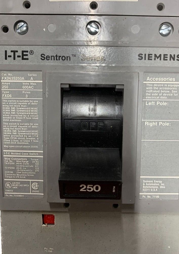 Siemens FXD63S250A circuit breaker
