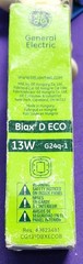 GE 97596 Biax D ECO 13W 4 Pin F13DBX/835/ECO4P G24q-1 Base T4Light Bulb – NOS