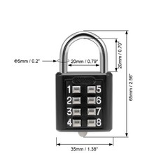 8-Digit Combination Padlock Push Button Lock for Locker Cabinet Black 2Pcs