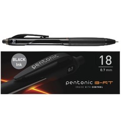 Pentonic B-RT Retractable Ballpoint Pens, 18 Count, Black Ink, 0.7 mm Fine Po…
