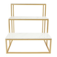 Gold+White 3-Tier Retail Table Display Rack for Bag Shoes Organizer Stand NEW