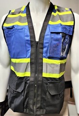 Class 1 High Visibility Reflective Red OR Blue/ Black Safety Vest w/ ID POCKET