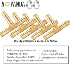AOPANDA 1/4″ Brass Barb Tee Fittings T-Shaped 3 Ways Union ID 1/4 inch