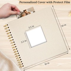 Scrapbook Photo Album Linen Cover, 10 x 10 Inch 10 40 Pages, Beige