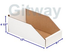 50- 6″ X 12″ x 4 1/2″ Corrugated Cardboard Open Top Storage Parts Bin Bins Boxes