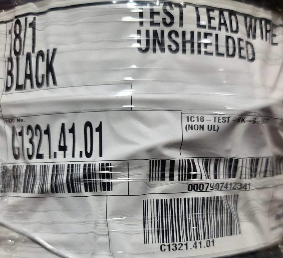 Carol C1321 #18awg 65×36 Tin Copper EPDM Rubber Test Lead Wire 5000V Black /20ft