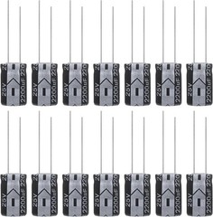 220uF 16V 6x12mm Electrolytic Capacitor 220 UF MFD 16 Volt 0.24×0.47in Aluminum