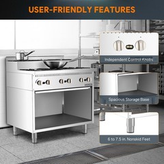 WILPREP 36″ 6-Burner Step-Up Gas Range with Storage Base 26000BTU Burners NG/LPG
