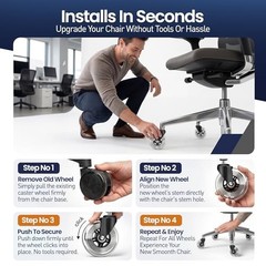 Office Chair Wheels Set of 5 – 3 Inch Roller Blade Wheels Office Chairs, Office