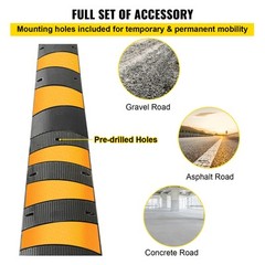 VEVOR 2pcs 6 Feet Rubber Driveway Modular Heavy Duty Speed Cable Protector Ramp