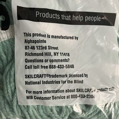 Skilcraft Inhibitor Anti-Microbial Mop Head 4 Ply Synthetic Yarn Looped End Mop