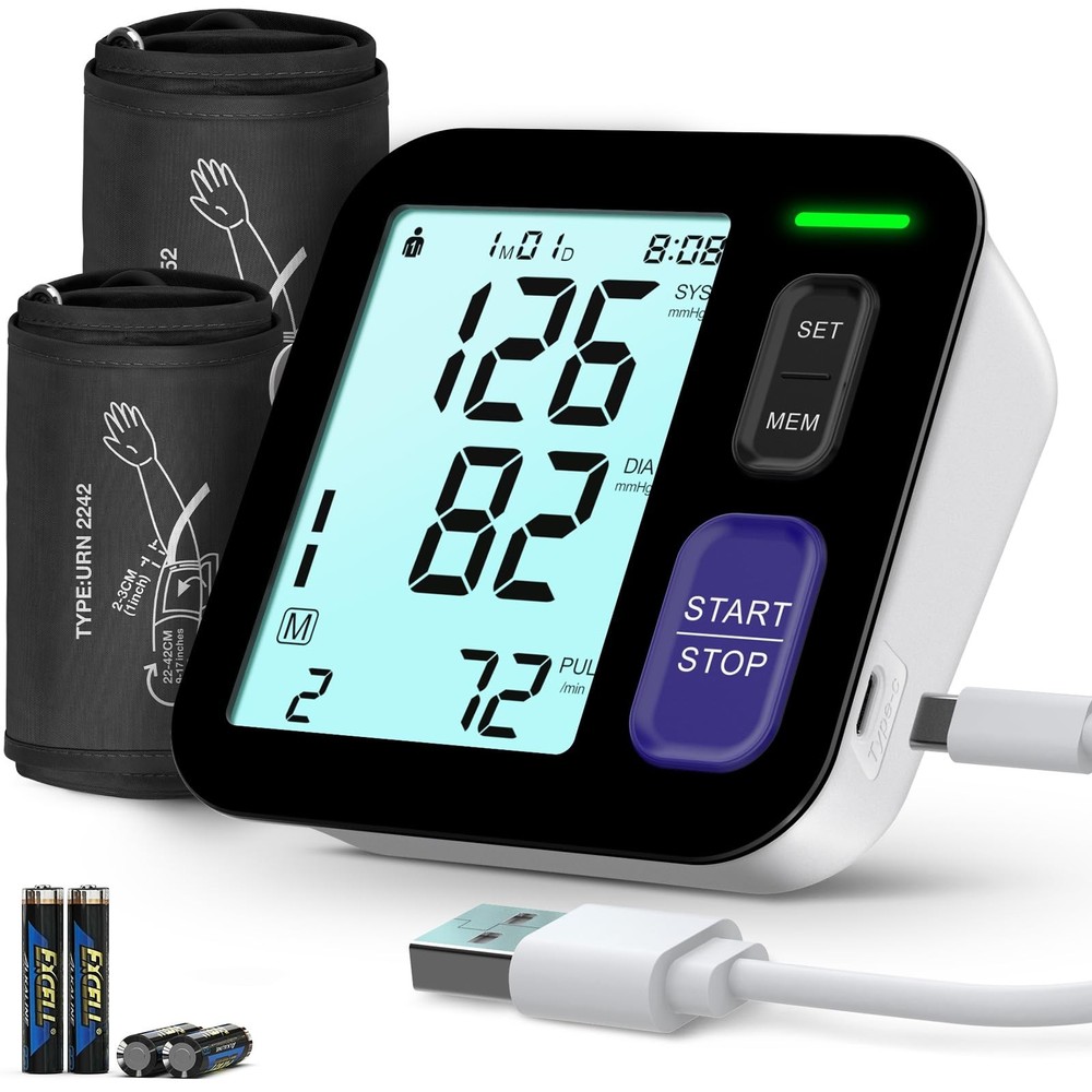 Blood Pressure Machine Upper Arm, 2 Size Cuffs Fit Arms from Medium 9″-17″ to…