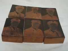 Lot of 6 Antique Copper Photo Negative Printing Plate Blocks Fire Chiefs & Asst