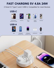 Thailand Power Adapter, Plug Adapter with US to TH White-TH