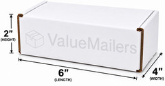 100 – 6 x 4 x 2 White Corrugated Shipping Mailer Packing Box Boxes