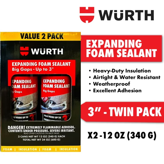 (2 Pack) Big Gaps Expanding Insulating Spray Foam Sealant, up to 3-in, 12oz Can