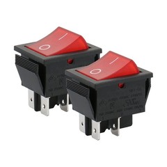 DPST Rocker Switch,ON/Off 4-Pin 16A 250V AC,Red LED Illuminated Snap-in Power…