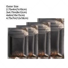 Multi-size Matte Black Foil Mylar Flat Zip Lock Pouch Bag w/ Printing&Tear Notch