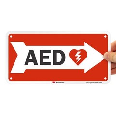 5″x10″ AED Sign with Right Arrow Durable Plastic First Aid Safety Directional