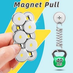 16Pack 40LBS Strong Magnets with Holes, Round Cup Magnets with Screws for Wall M