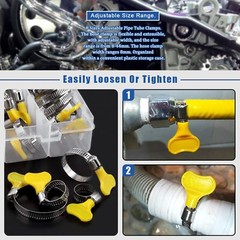 76 Pcs 8-44mm Key-Type Worm Gear Hose Clamps with Plastic Handle