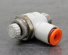 Lot of Thirteen (13) SMC AS2201F Flow Control Valve 1/4″ DIA 1/4″ NPT 90° Elbow