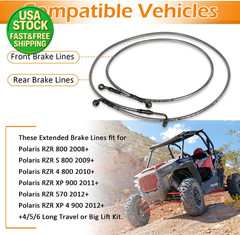 Extended Front Rear Brake Lines Kit for Polaris RZR 800 900 570 XP 4 900