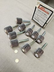 3/4″ x 3/4″ 80 Grit Flap Wheels 1/4″ Drill Mount Shank, 25,000 RPM – Lot of 10
