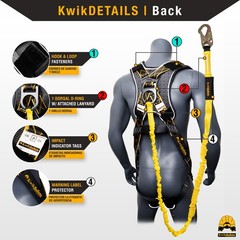 KwikSafety SCORPION DiamondBACK Safety Harness (w/ Attached Lanyard) ANSI OSHA