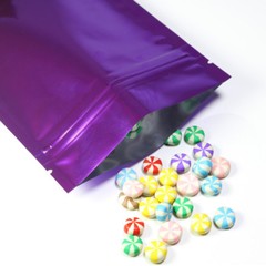 Multi-Size Both Sided Glossy Purple Foil Mylar Flat Zip lock Bag Wholesale P08