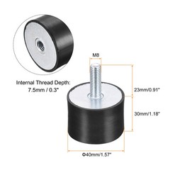 4pcs Rubber Mount M8 Male/Female Vibration Isolator Shock Absorber D40mmxH30mm