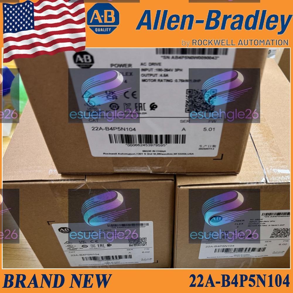PLC AB 22A-B4P5N104 Factory Sealed PowerFlex 4 240V 3P 1HP AC Drive