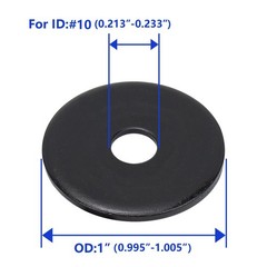 10 ID x 1″ OD Black Fender Washers, 18-8 Stainless Steel Flat Washers, 100 Pcs