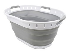 SAMMART 25L (6.6 gallon) Collapsible Plastic 19.8″ x 14.7″ x 10″, White/Grey