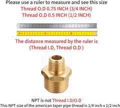 Brass Reducing Hex Nipple, 1/4 Inch NPT Male Pipe X 1/2 Inch NPT Male Pipe, Thre