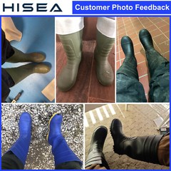 HISEA Men Steel Toe Rain Boots Waterproof Fishing Hunting Garden Mud Work Boots