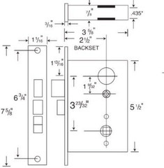 91A-RH Mortise Lock, Right Hand