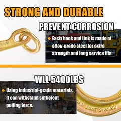 2 Pack 8 In J Hook,Short Tow Hook on Coupling Link,Yellow Zinc Plated J Tow Hook