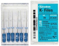 Kerr Sybron Endo Dental 25mm Stainless Steel K-files 6-file per box all size