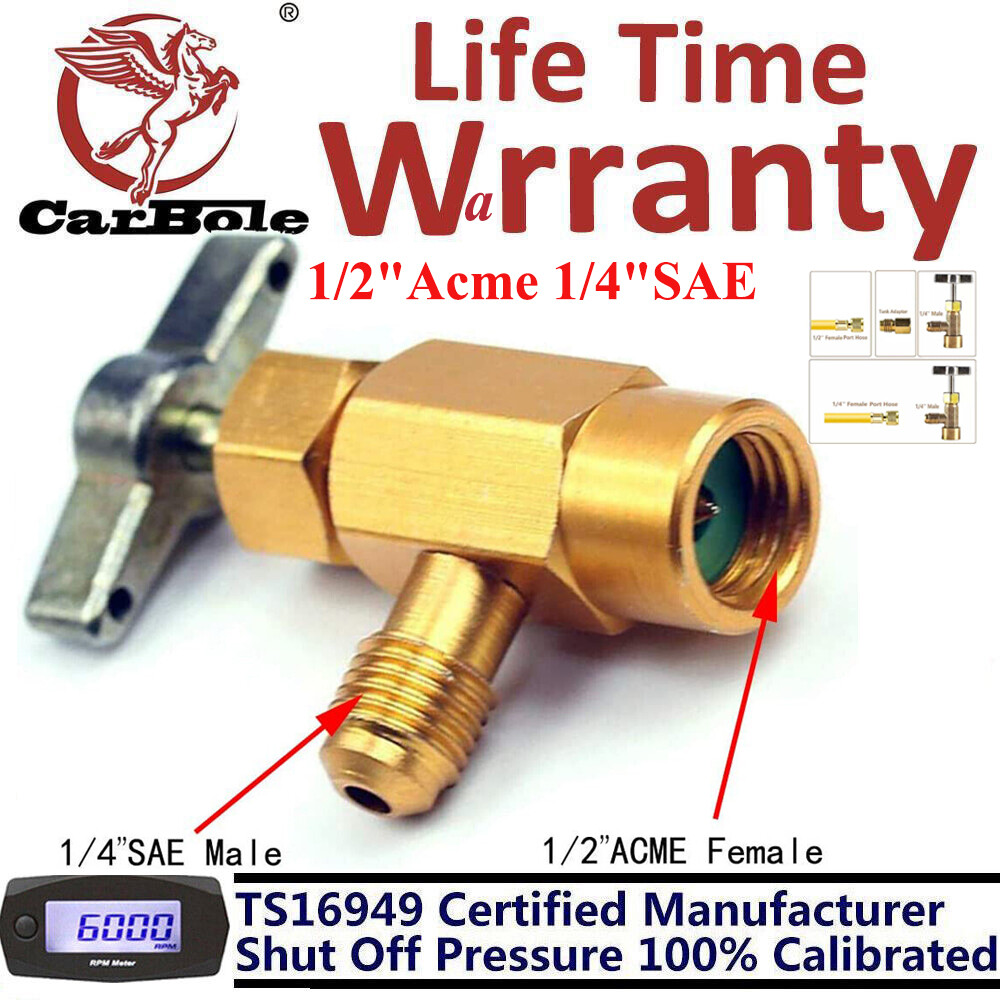 1/2″Acme 1/4″SAE Refrigeration Can Tap Opener Tank Adapter Dispensing Freon Tool