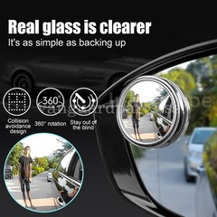 2X Car Small Round Mirror 360 Degree Blind Spot Reversing Assistance Car