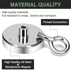 Fishing Magnets Double Sided Neodymium Magnet Fishing Kit with Nylon Rope