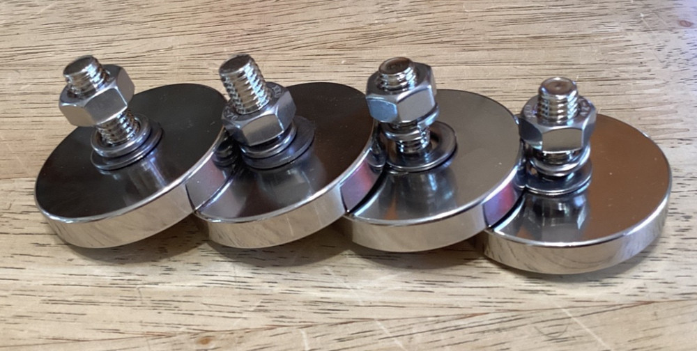 4PCS Strong Round Cup Magnet with 1/4”-20 Male Threaded Stud,Φ1.26 115lbs Ve…
